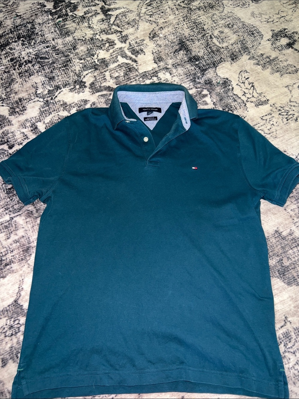 Tommy Hilfiger Men's Teal-Green Short Sleeve Polo